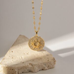«SUN» Waterproof Necklace For Women With Cubic Zirconia/ Gold Color⠀ - Image 4