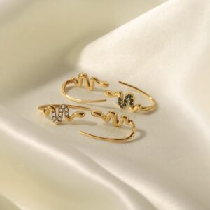 «ASSTI» Waterproof  Earrings For Women / Gold Color With Green Cubic Zirconia - Image 5
