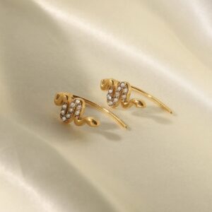 «ASSTI» Waterproof  Earrings For Women / Gold Color With White Cubic Zirconia - Image 7