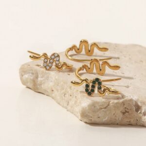 «ASSTI» Waterproof  Earrings For Women / Gold Color With Green Cubic Zirconia - Image 8