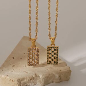 «KARA» Waterproof Necklace For Women / Gold With White Cubic Zirconia  - Image 4
