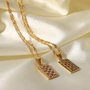 «KARA» Waterproof Necklace For Women / Gold With White Cubic Zirconia  - Image 6