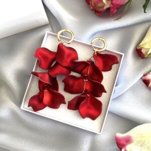 «PETALE» Beautiful Trendy Drop Earrings - Ruby Red Color⠀ - Image 5