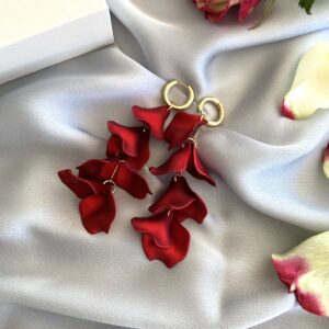 «PETALE» Beautiful Trendy Drop Earrings - Ruby Red Color⠀ - Image 6
