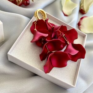 «PETALE» Beautiful Trendy Drop Earrings - Fuchsia Color⠀ - Image 2