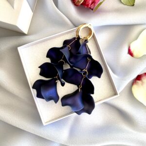«PETALE» Beautiful Trendy Drop Earrings - Royal Blue Color - Image 2