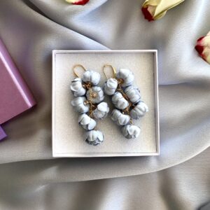 «PEONY» Beautiful Fabric Flower Earrings - Marengo Color⠀ - Image 4