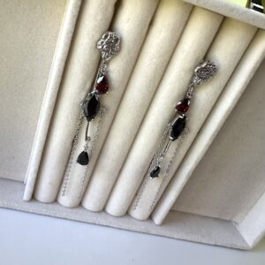 «SILVER NOIR» Luxurious Dangling Earrings 1 - Image 2