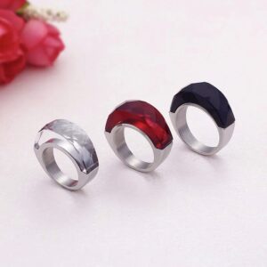 «TEMPTATION» - Luxury Stainless Steel Rings With Smokey Grey Crystal Glass - Image 3
