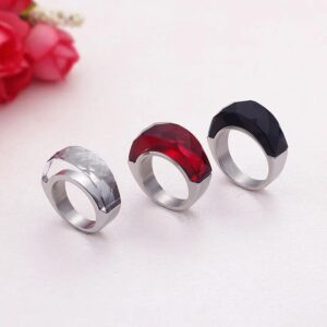 «TEMPTATION» - Luxury Stainless Steel Rings With Red Crystal Glass - Image 5