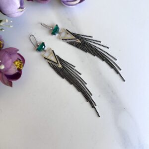 «BLACK CRYSTAL COLLECTION» Handcrafted Crystal Earrings Exquisite 1 - Image 2