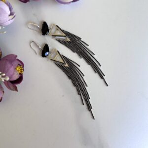 «BLACK CRYSTAL COLLECTION» Silver Color luxury Earrings 1 - Image 3