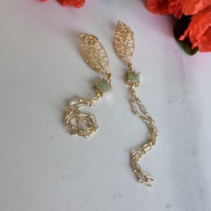 "LEAFY DELIGHT" Leaf Drop Earrings Captivating & Luxury 1 - Image 3