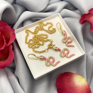 «MISSISSIPPI» New Cubic Zirconia Accented Set With Trendy Pink Snake Pendants 1 - Image 4