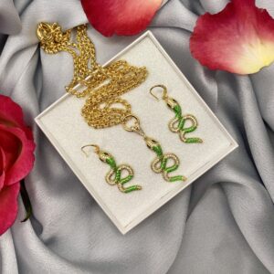 «MISSISSIPPI» New Gold-Plated Snake Jewellery Set With Trendy Green Snake Pendants 1 - Image 3