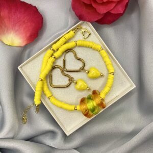 «GIALLO» Trendy Resin Necklace-Choker & Earrings Jewellery Set⠀ - Image 2