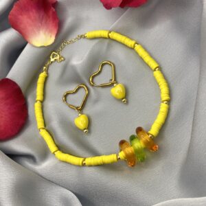 «GIALLO» Trendy Resin Necklace-Choker & Earrings Jewellery Set⠀ - Image 3