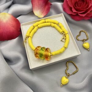 «GIALLO» Trendy Resin Necklace-Choker & Earrings Jewellery Set⠀ - Image 4