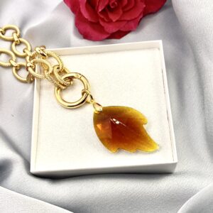 «DEMETER» Beautiful Chain Necklace With Crystal Glass Leaf Pendant ⠀ - Image 3