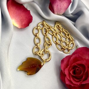«DEMETER» Beautiful Chain Necklace With Crystal Glass Leaf Pendant ⠀ - Image 4