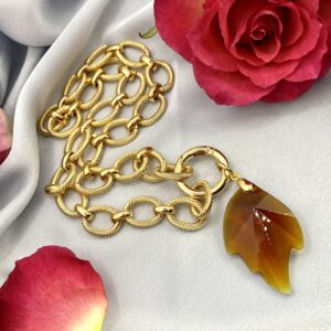 «DEMETER» Beautiful Chain Necklace With Crystal Glass Leaf Pendant ⠀ - Image 5