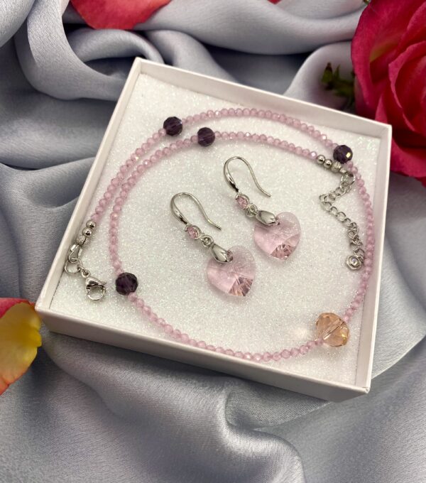 «ROSEDA» Natural Spinel Stone Luxury Necklace & Crystal Earrings Jewellery Set⠀