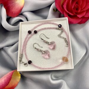 «ROSEDA» Natural Spinel Stone Luxury Necklace & Crystal Earrings Jewellery Set⠀ - Image 3