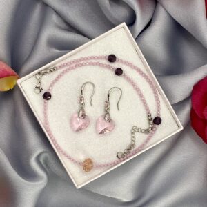 «ROSEDA» Natural Spinel Stone Luxury Necklace & Crystal Earrings Jewellery Set⠀ - Image 4