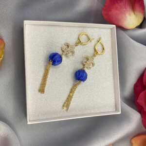 «BLUE TULIPE» Beautiful Flowery Drop Earrings - English Lock⠀ - Image 2