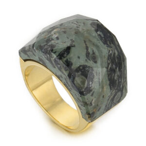 «TEMPTATION» - Luxury Stainless Steel Rings With Natural Dark Green Stone - Image 6
