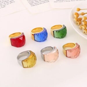 «TEMPTATION» - Luxury Stainless Steel Rings With Blue Crystal Glass - Image 5