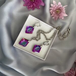 «FROZEN ROSE» Gorgeous Crystal Necklace & Earrings Luxury Jewellery Set - Image 4