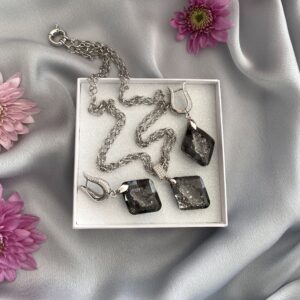 «QUEEN OF THE NIGHT» Gorgeous Crystal Necklace & Earrings Luxury Jewellery Set - Image 3