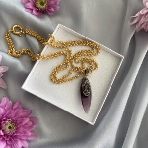 «ROXELANA» Beautiful Chain Necklace With Jewellery Glass Pendant - Image 4