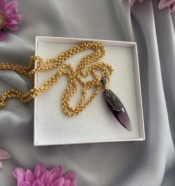 «ROXELANA» Beautiful Chain Necklace With Jewellery Glass Pendant
