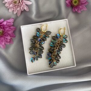 «NORTHERN LIGHTS» Natural Stone luxury Drop Earrings - English Locks - Image 5