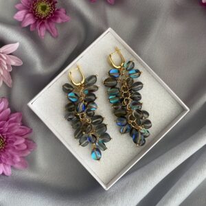 «NORTHERN LIGHTS» Natural Stone luxury Drop Earrings - English Locks - Image 2