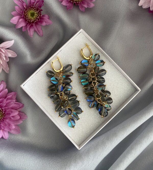 «NORTHERN LIGHTS» Natural Stone luxury Drop Earrings - English Locks