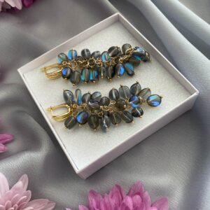 «NORTHERN LIGHTS» Natural Stone luxury Drop Earrings - English Locks - Image 4