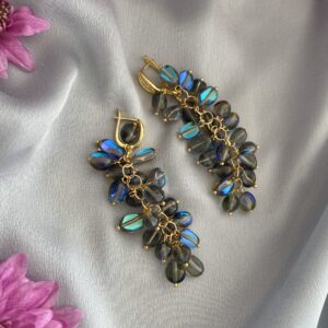 «NORTHERN LIGHTS» Natural Stone luxury Drop Earrings - English Locks - Image 3