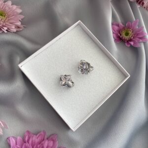 «SQUARE CRYSTAL» Beautiful Czech Crystal Earrings-Clips Silver Color - Image 6