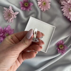 «SQUARE CRYSTAL» Beautiful Czech Crystal Earrings-Clips Silver Color - Image 4