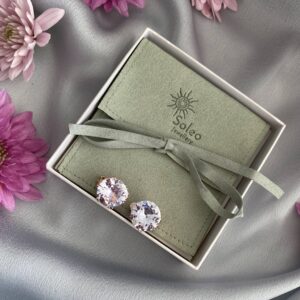 «ROUND CRYSTAL» Beautiful Czech Crystal Earrings-Clips Gold Color - Image 3