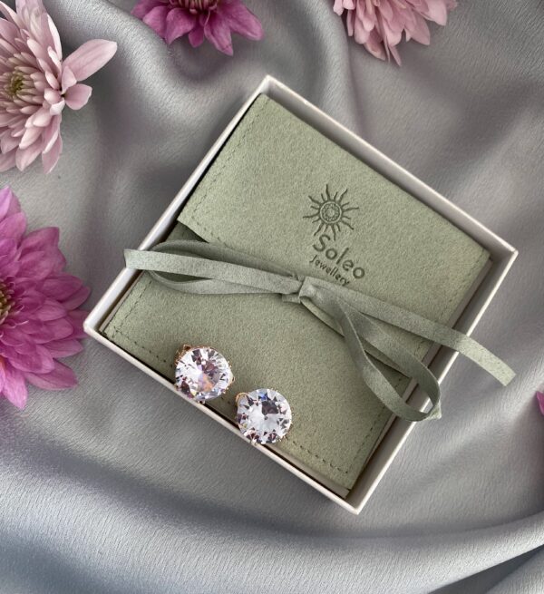 «ROUND CRYSTAL» Beautiful Czech Crystal Earrings-Clips Gold Color