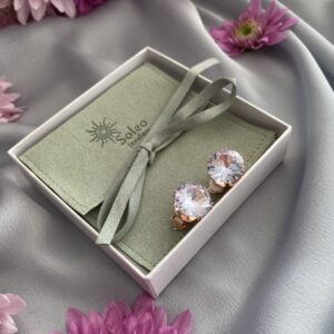 «ROUND CRYSTAL» Beautiful Czech Crystal Earrings-Clips Gold Color - Image 2