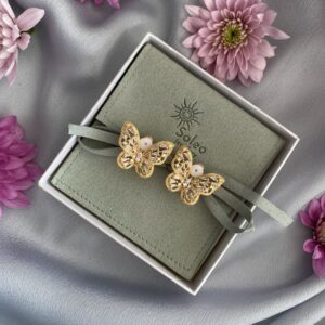 «BUTTERFY» Beautiful Cubic Zirconia Earrings-Clips Gold Color - Image 2