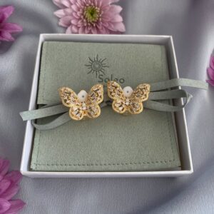 «BUTTERFY» Beautiful Cubic Zirconia Earrings-Clips Gold Color - Image 3