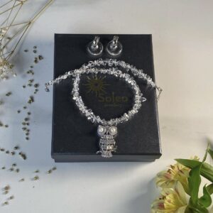 «HEDWIG» Semi-Fine Natural Stone Choker Necklace with Swarovski Pendant And Earrings Jewellery Set - Image 6