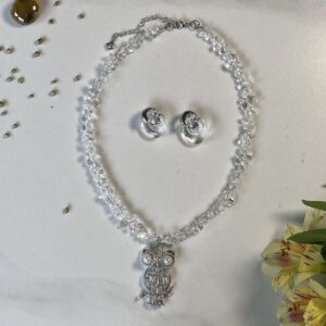 «HEDWIG» Semi-Fine Natural Stone Choker Necklace with Swarovski Pendant And Earrings Jewellery Set - Image 7