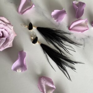 "FALLEN" New Black Feather Earrings 1 - Image 2